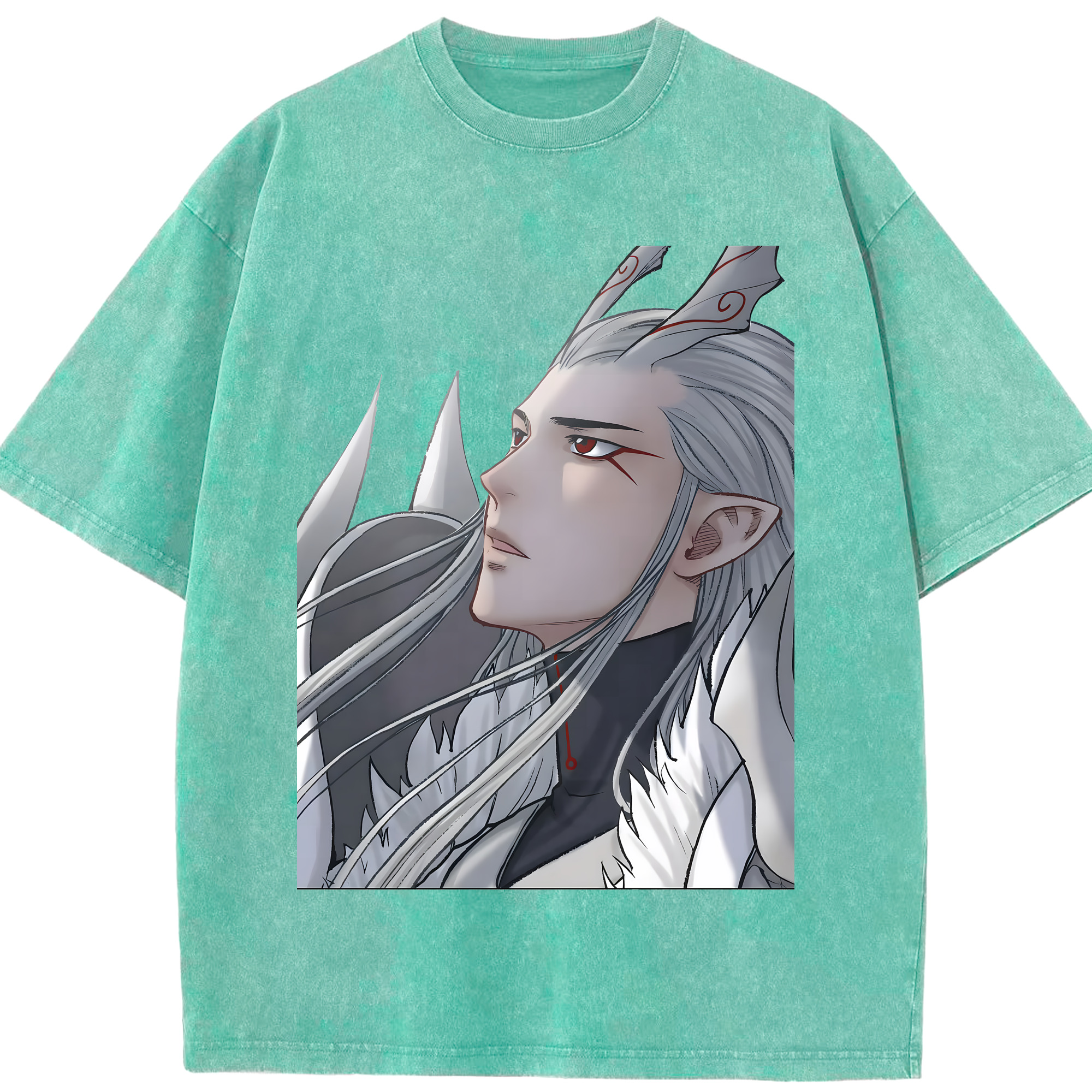 （画像用） Ne Zha 2 ナタ 魔童の大暴れ 綿100% ヴィンテージ風 半袖Tシャツ（フロントプリント）